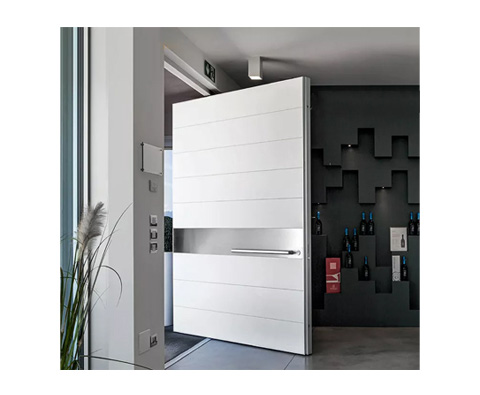 Weiße massive Haupttür moderne Designs Pivot -Haustür